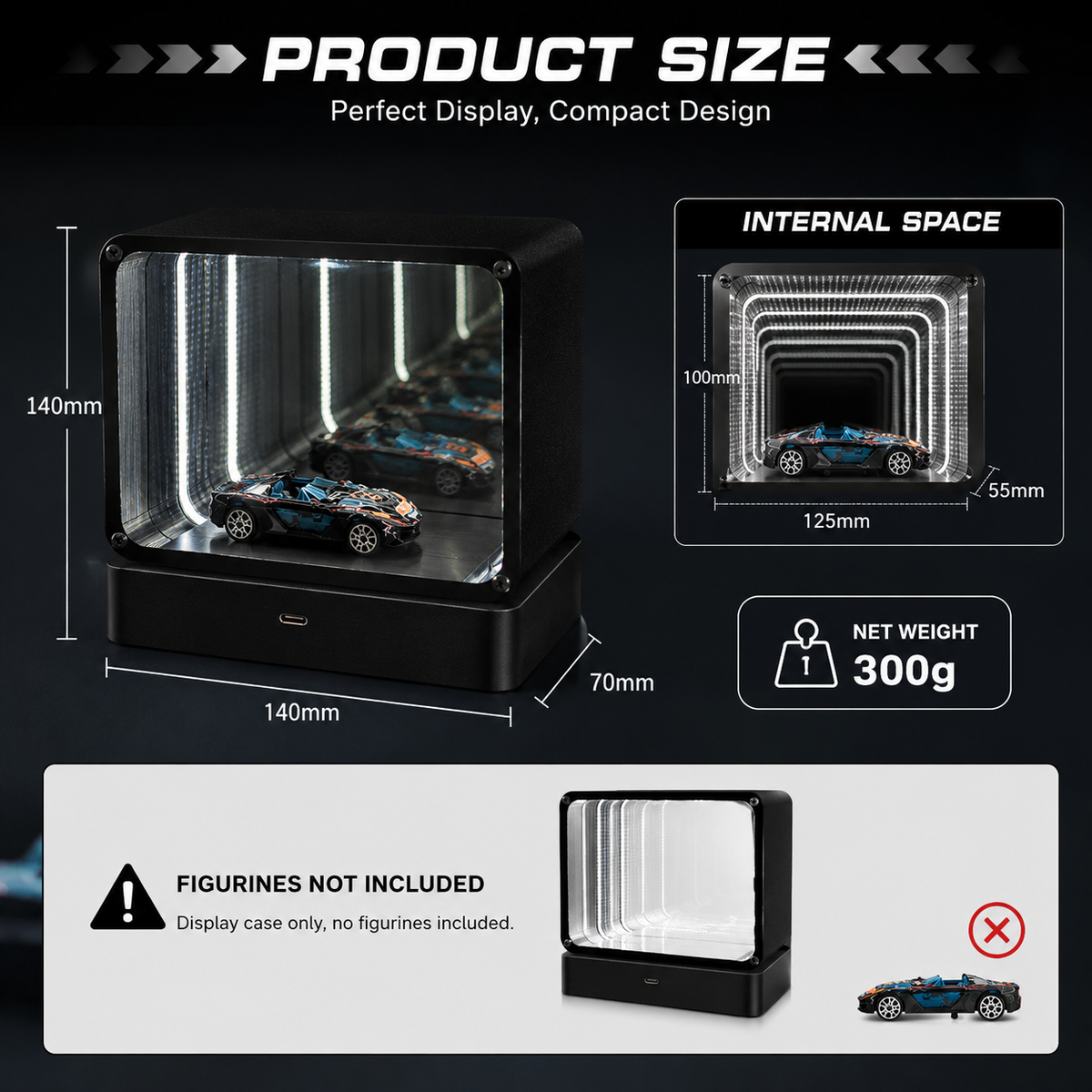 Infinity Mirror Display Case for Collectibles