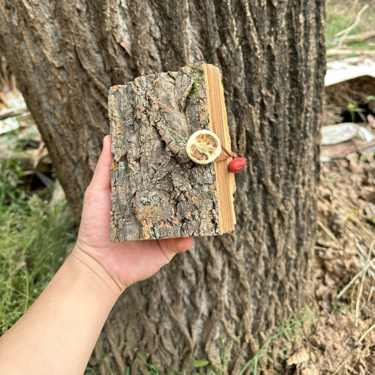 Handmade Bark-Textured Journal with Kraft Paper