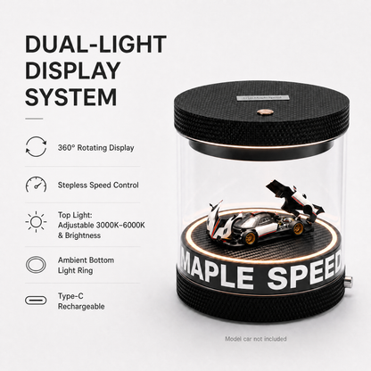 360° Rotating LED Racing Figurine Display Case